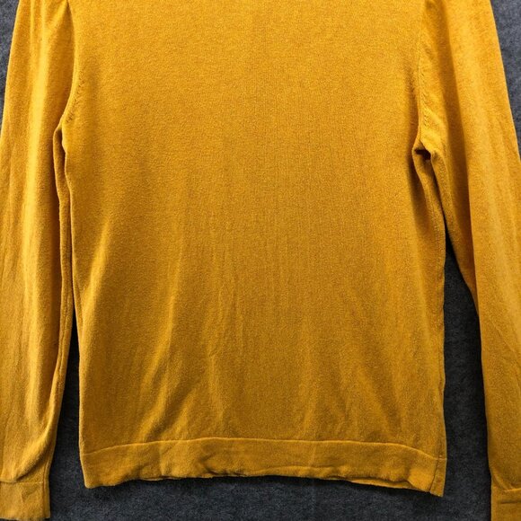J. Crew Ruffle Neck Sweater Womens S Mustard Yellow Cotton Lightweight Keyhole - Picture 4 of 9